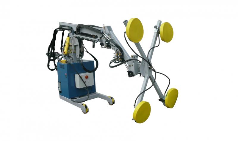 1000 KG / 300 KG MAX.: Three-wheel mini crane with articulated arm & vacuum lifting device: 12MO S180 BPV