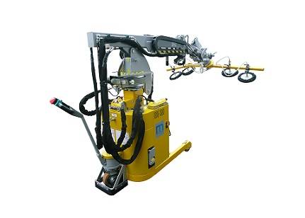 Three-wheel mini crane with articulated arm & special vaccum lifting device: 12MO S180 v2 BPV2