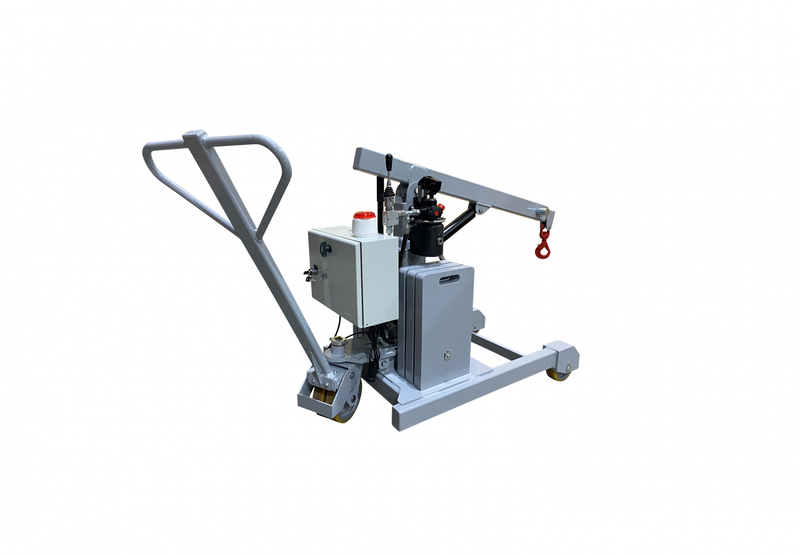 Kompakter manueller Werkstattkran mit abnehmbaren Gegengewichten